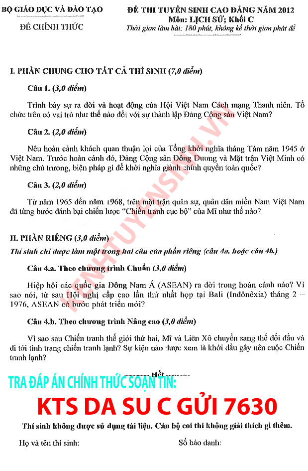 De thi cao dang mon su khoi c nam 2012