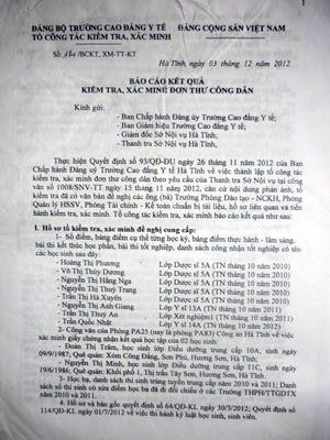 cao dang y te ha tinh, sua diem, sai pham, vi pham, vietnamnet