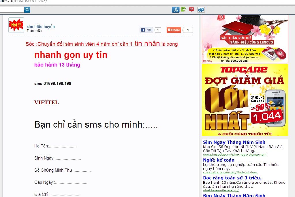 Dịch vụ làm SIM sinh viên phát triển mạnh | dich vu lam sim sinh vien