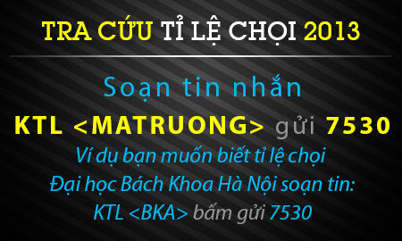 Hướng dẫn xem tỉ lệ chọi năm 2013 Hướng dẫn xem tỉ lệ chọi năm 2013
