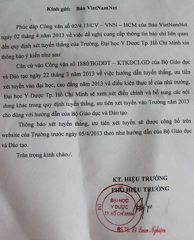 Đại học Y Dược TpHCM gây bức xúc khi tự ra quy định tuyển thẳng