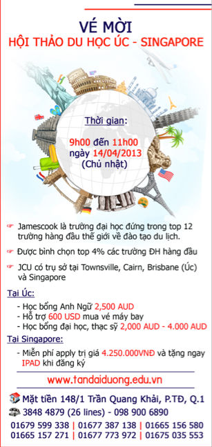 Hội thảo du học Singapore – Úc Đại học Jamescook Hội thảo du học Singapore – Úc Đại học Jamescook