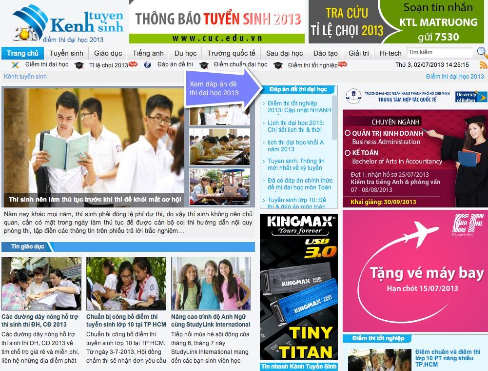 Xem đáp án đề thi đại học năm 2013