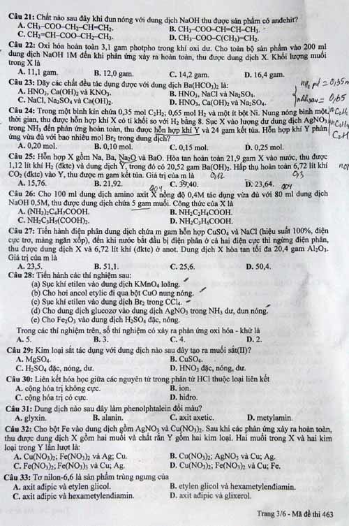 Đề thi & đáp án môn tiếng anh và Hoá học sáng nay - Ảnh 3
