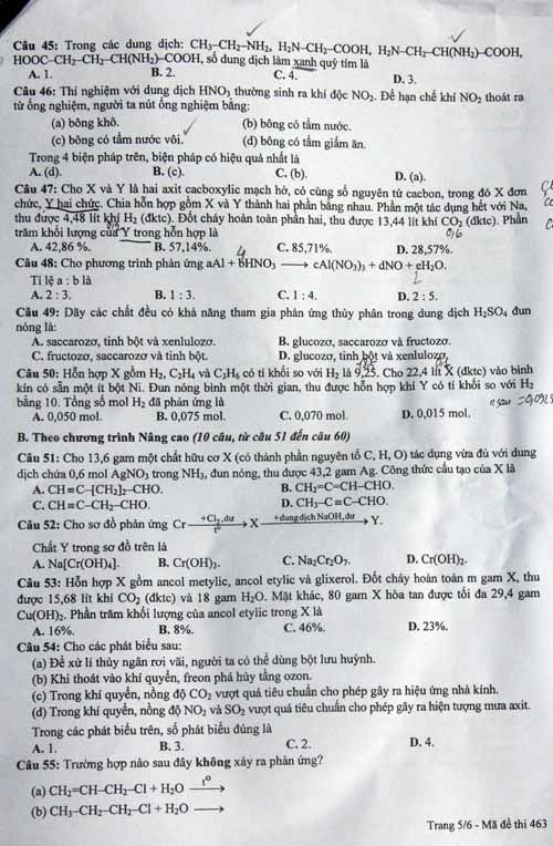 Đề thi & đáp án môn tiếng anh và Hoá học sáng nay - Ảnh 5
