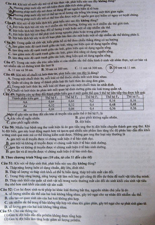 Đáp án đề thi đại học môn Sinh khối B năm 2018: Mã đề 196 - Ảnh 5