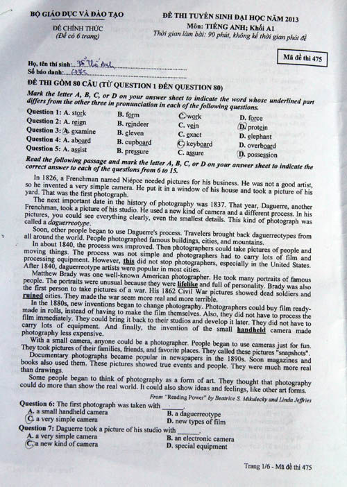Đề thi & đáp án môn tiếng anh và Hoá học sáng nay - Ảnh 7