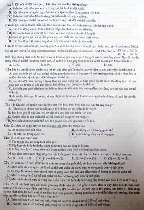 Đáp án đề thi đại học môn Sinh khối B năm 2018: Mã đề 196 - Ảnh 2