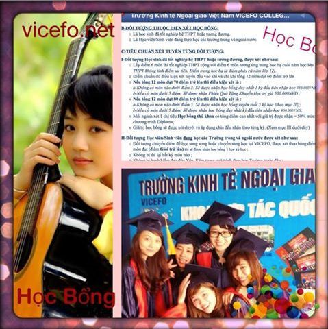 Xét tuyển học bổng đầu vào theo học bạ tại Vicefo College năm 2013 Xét tuyển học bổng đầu vào theo học bạ tại Vicefo College năm 2013