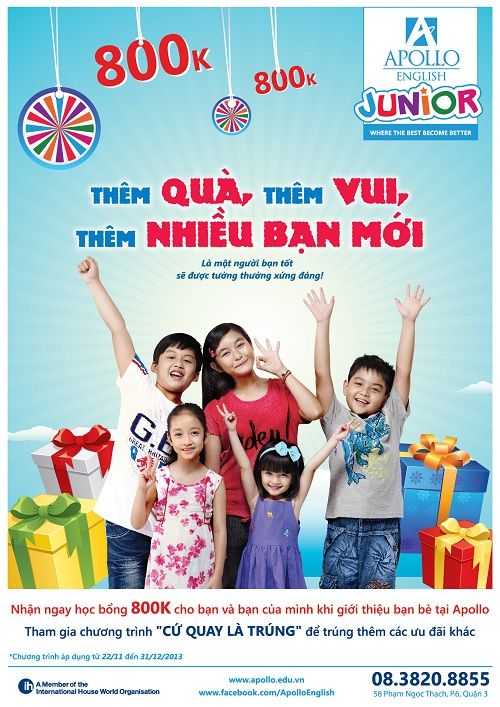 Apollo English tặng học bổng tôn vinh tình bạn Apollo English tặng học bổng tôn vinh tình bạn