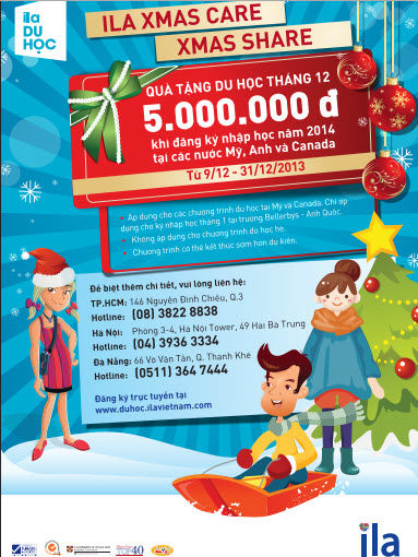 Đăng kí du học ILA, nhận ngay quà tặng giáng sinh