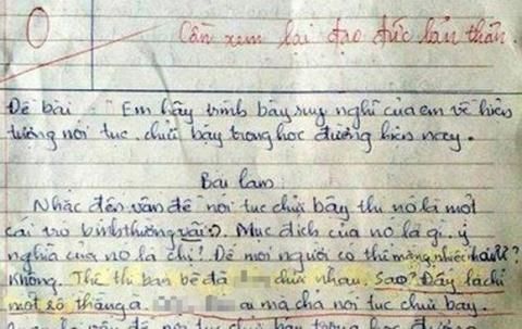 Chửi tục ngay trong bài viết văn