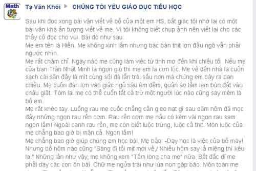 Bài văn tả mẹ gây sốt cộng đồng mạng Bài văn tả mẹ gây sốt cộng đồng mạng