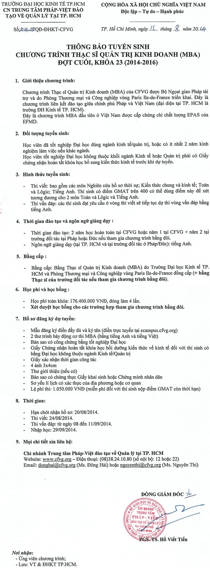 Trường đại học Kinh tế TPHCM tuyển sinh chương trình thạc sĩ QTKD năm 2014 Trường đại học Kinh tế TPHCM tuyển sinh chương trình thạc sĩ QTKD năm 2014