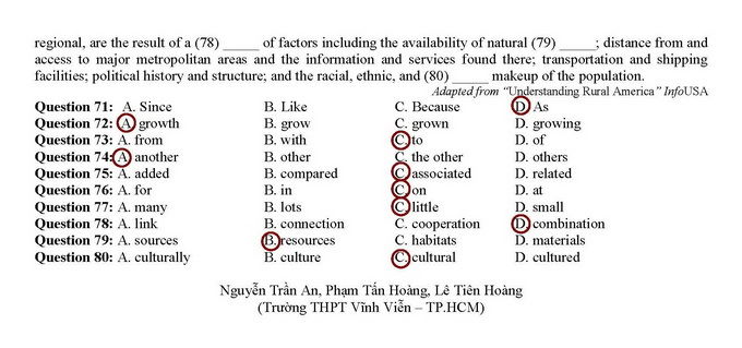 đáp án đề thi cao đẳng môn tiếng anh đáp án đề thi cao đẳng môn tiếng anh
