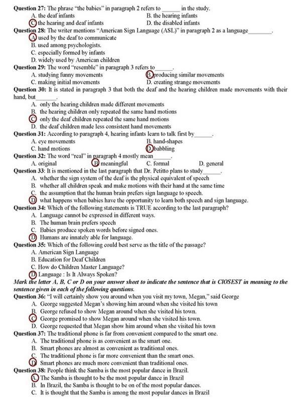 đáp án đề thi cao đẳng môn tiếng anh đáp án đề thi cao đẳng môn tiếng anh