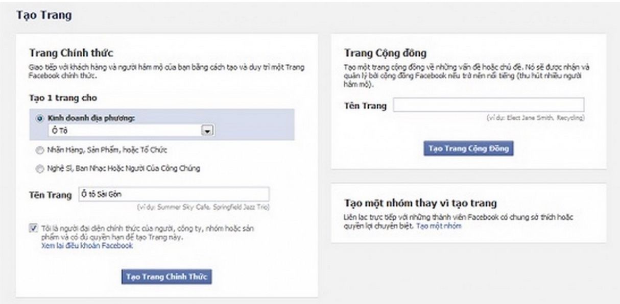 Tạo tài khoản Facebook Fanpage Tạo tài khoản Facebook Fanpage