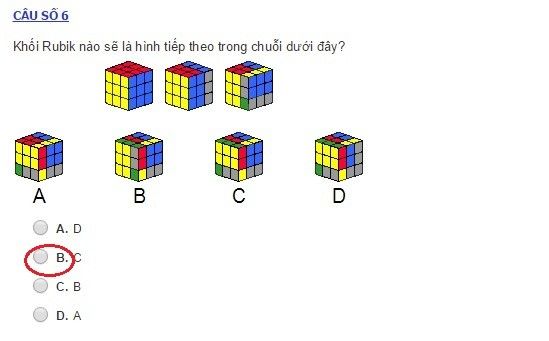 Đáp án bộ đề kiểm tra IQ của học sinh