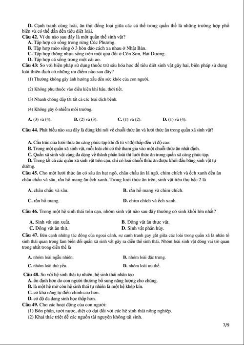 Đáp án đề thi minh họa tốt nghiệp THPT quốc gia môn Sinh học năm 2015 Đáp án đề thi minh họa tốt nghiệp THPT quốc gia môn Sinh học năm 2015