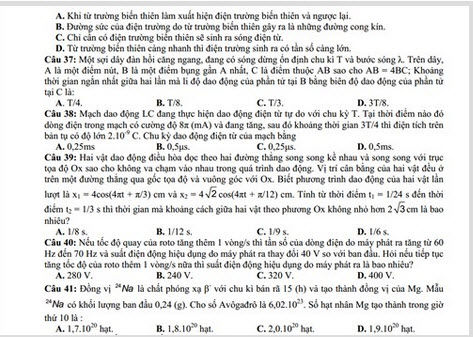 Đáp án đề thi thử THPT quốc gia môn Lý năm 2015 chuyên KHTN
