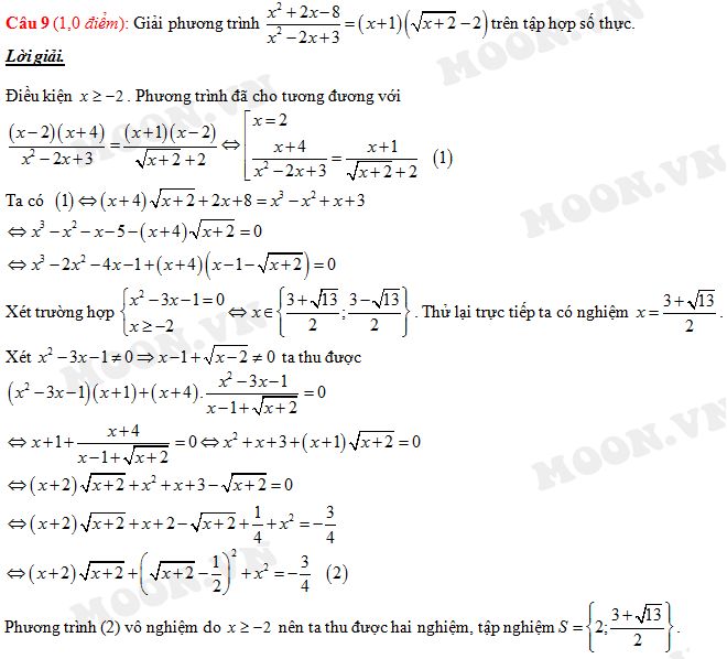 Đáp án đề thi đại học môn toán 2015 (Moon.vn) Đáp án đề thi đại học môn toán 2015 (Moon.vn)