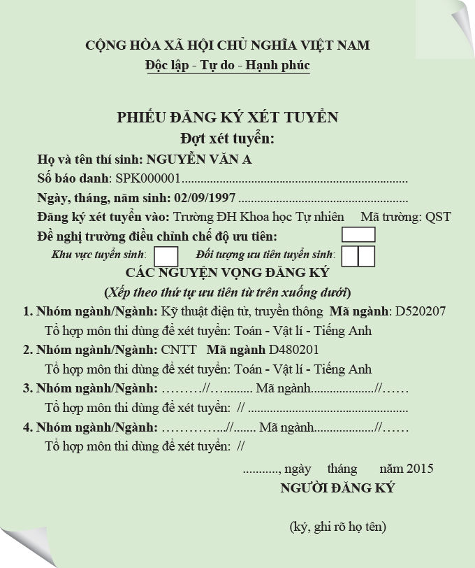  Hướng dẫn đăng ký xét tuyển ĐH, CĐ 2015