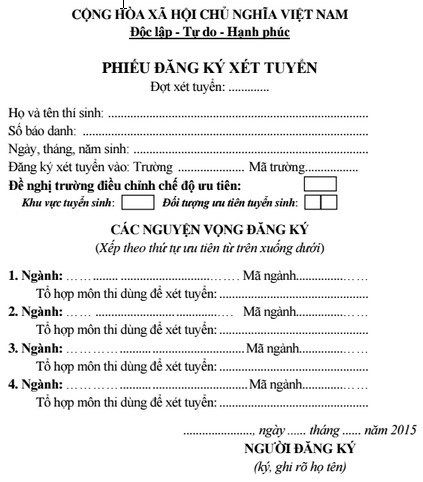 Lưu ý khi nộp hồ sơ đăng ký xét tuyển