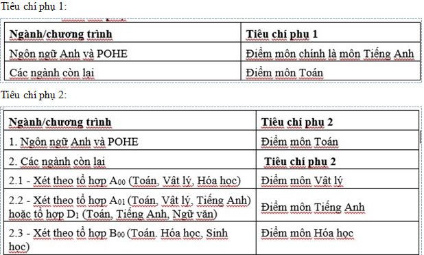 Tiêu chí phụ