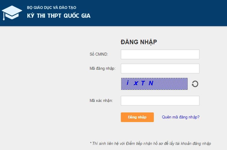 Tra cứu điểm thi THPT Quốc gia 2015: Nhiều thí sinh quên mật khẩu