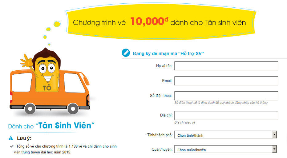 Vé xe 10.000 VNĐ cho tân sinh viên tỉnh nhập học TP.HCM