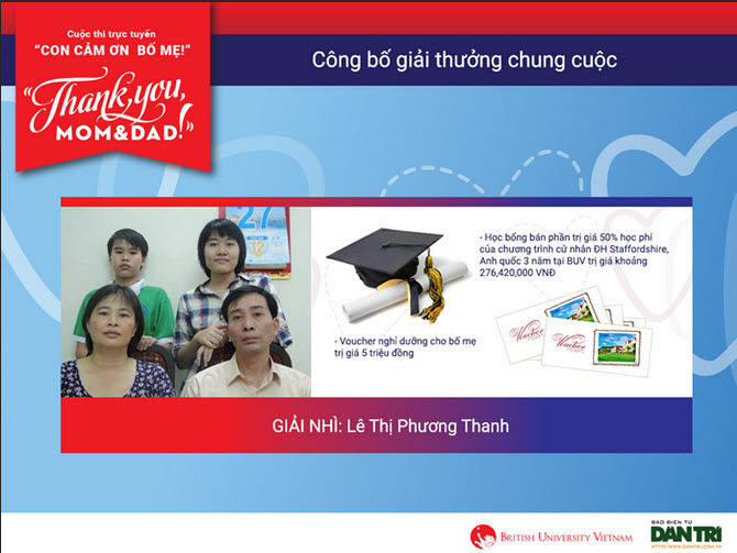 Đã tìm thấy chủ nhân “cúp vàng” Giải thưởng “Thank you, Mom & Dad”