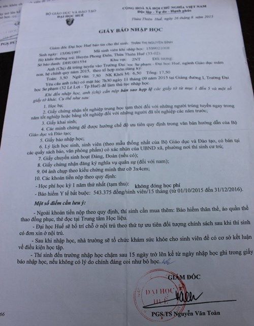 Yêu cầu ĐH Huế giải trình vụ \'15 thí sinh rớt do hạnh kiểm\' Yêu cầu ĐH Huế giải trình vụ \'15 thí sinh rớt do hạnh kiểm\' - ảnh 1