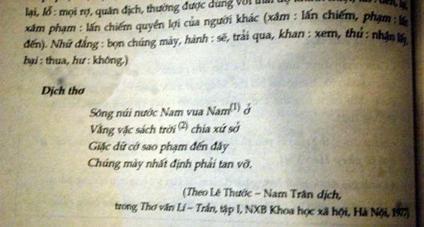 Bản dịch mới bài thơ \'Sông núi nước Nam\' tranh cãi, chuyên gia giáo dục kiến nghị