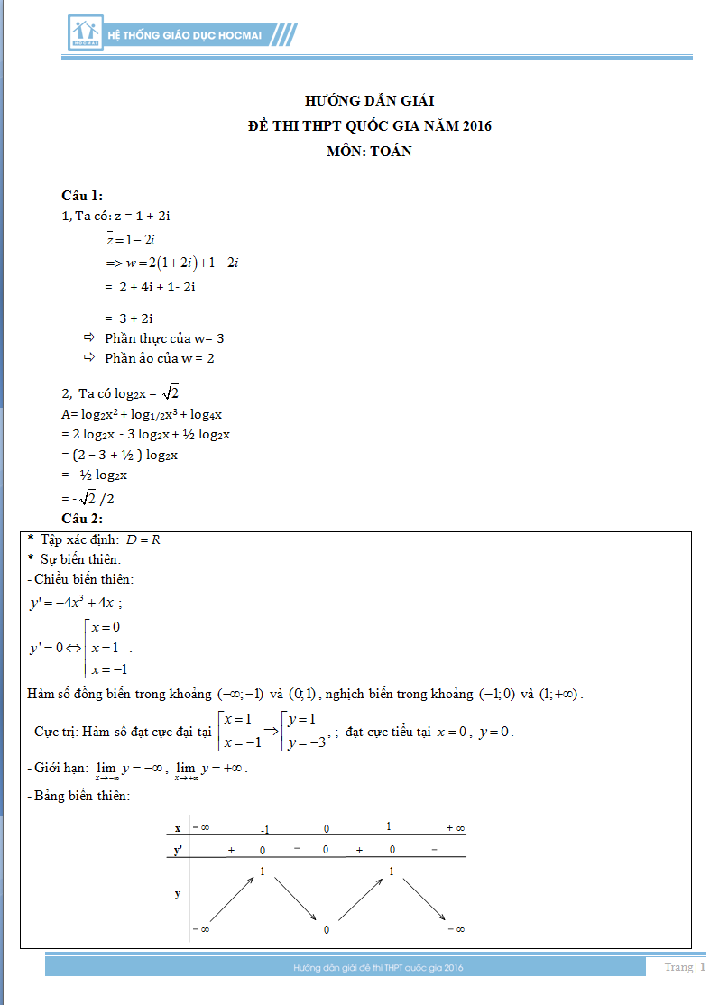 Đáp án đề thi tốt nghiệp môn Toán THPT quốc gia năm 2018 - Ảnh 4