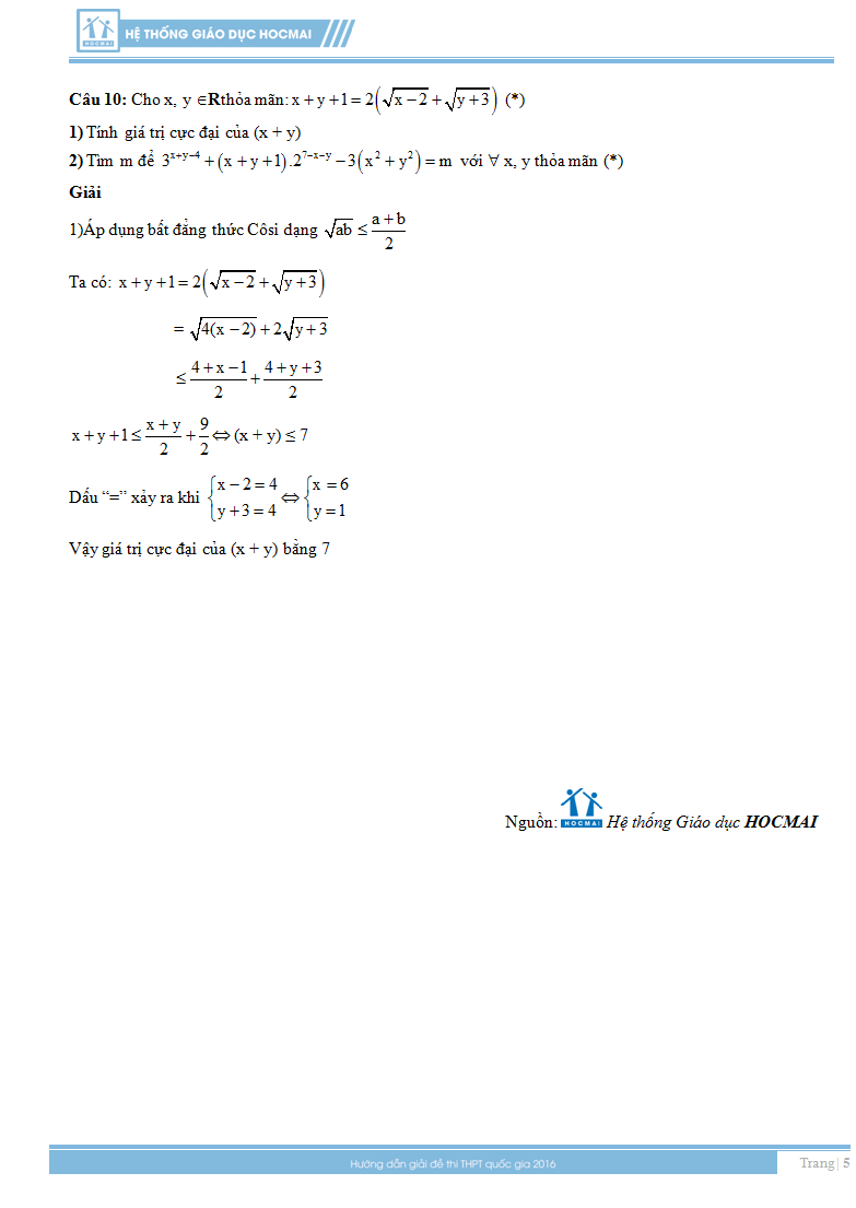 Đáp án đề thi tốt nghiệp môn Toán THPT quốc gia năm 2018 - Ảnh 9