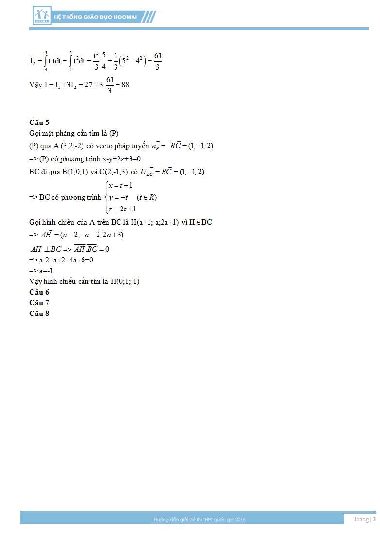 Đáp án đề thi tốt nghiệp môn Toán THPT quốc gia năm 2018 - Ảnh 6