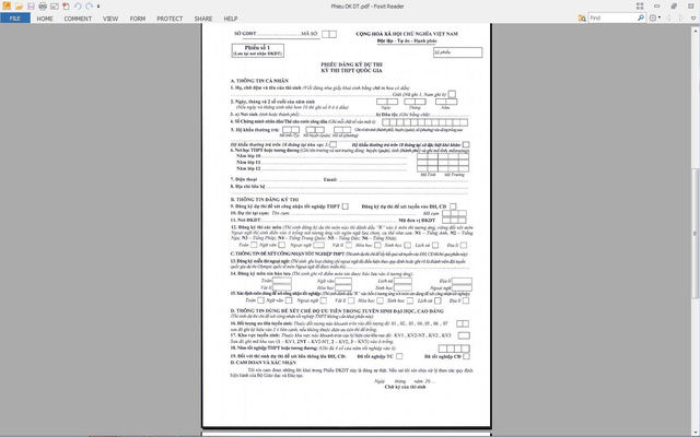 Cách ghi 19 mục trong Phiếu đăng ký dự thi THPT quốc gia 2016