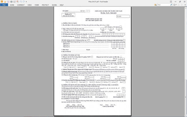 Cách ghi 19 mục trong Phiếu đăng ký dự thi THPT quốc gia 2016