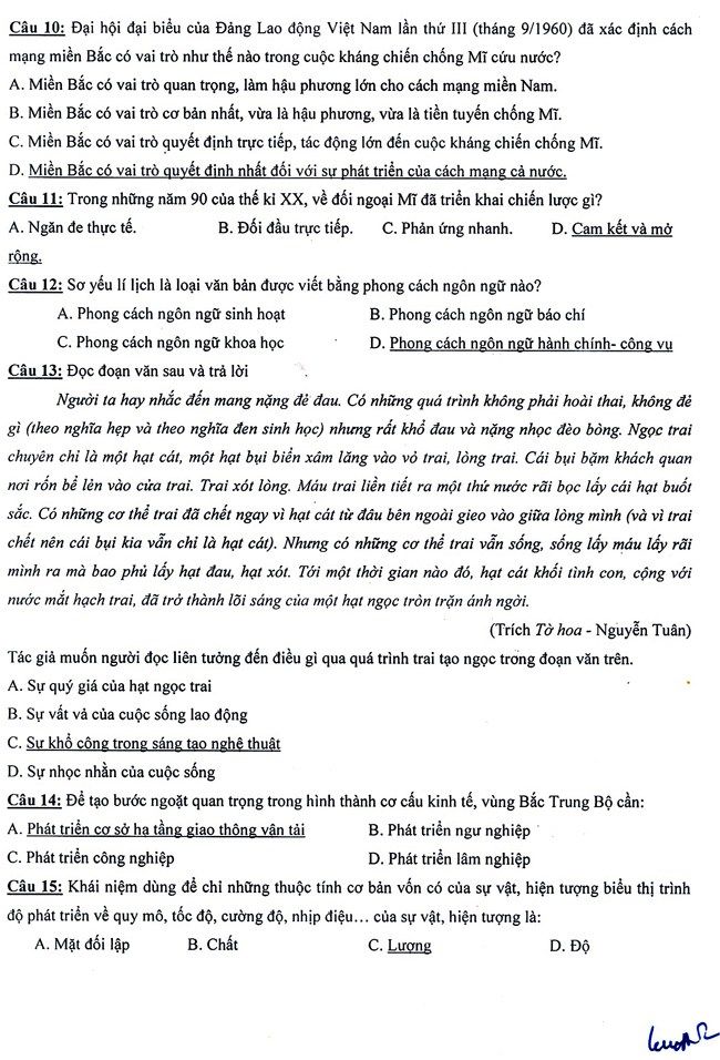 Đáp án đề thi năng khiếu vào Học viện Báo chí tuyên truyền năm 2016