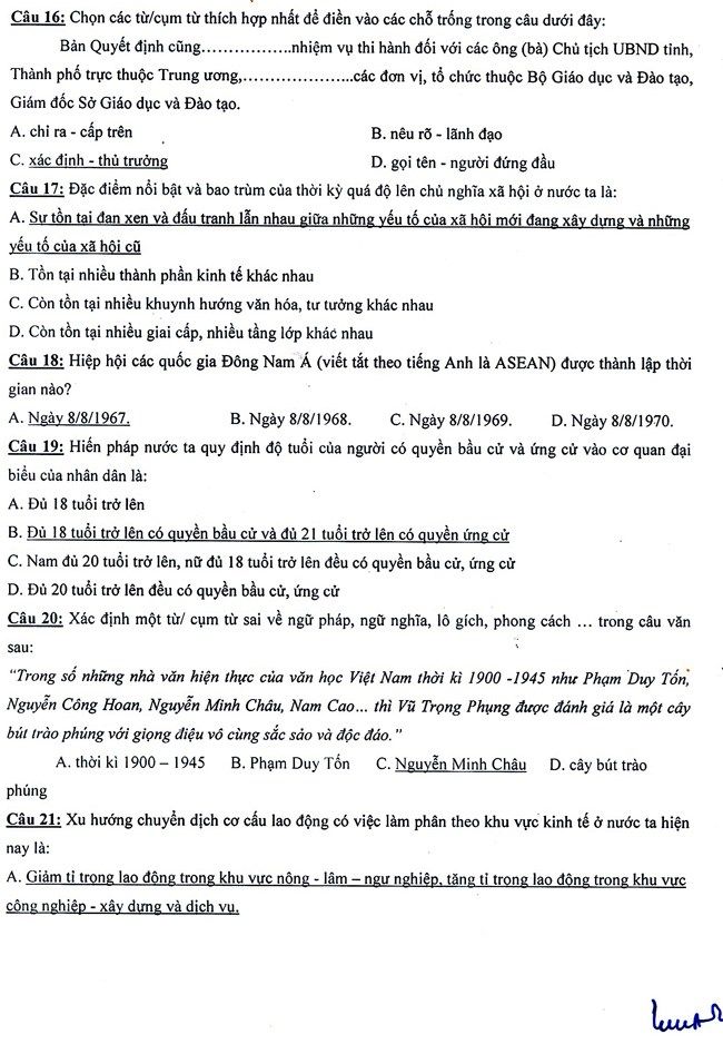 Đáp án đề thi năng khiếu vào Học viện Báo chí tuyên truyền năm 2016