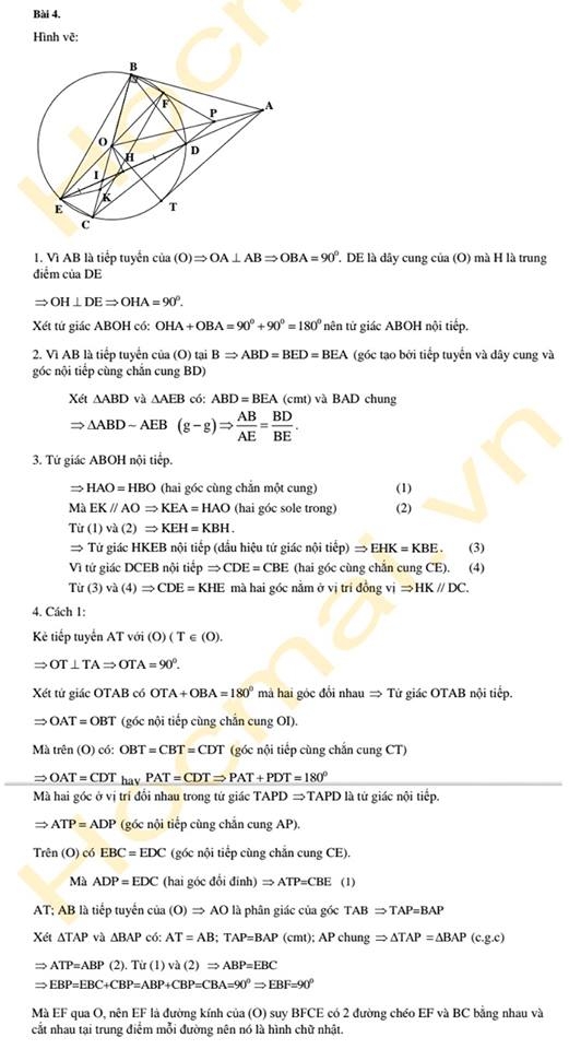 Đáp án môn Toán vào lớp 10 ở Hà Nội