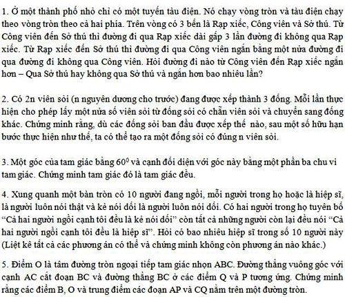 Đề thi chuyên toán lớp 10 nên ra như thế nào