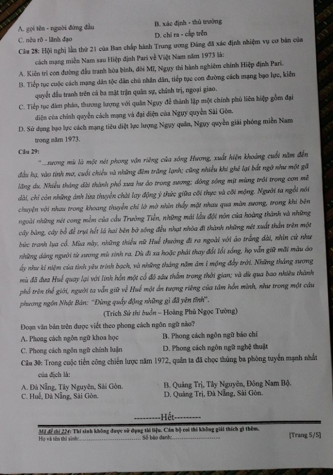 Đề thi môn Năng khiếu Báo chí 2016 Học viện Báo chí và Tuyên truyền