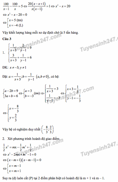 Đề và đáp án môn Toán thi thử vào lớp 10 ở Hà Nội Đề và đáp án môn Toán thi thử vào lớp 10 ở Hà Nội