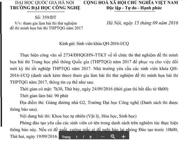 ĐH Quốc gia Hà Nội không thử đề thi cho Bộ Giáo dục ĐH Quốc gia Hà Nội không thử đề thi cho Bộ Giáo dục