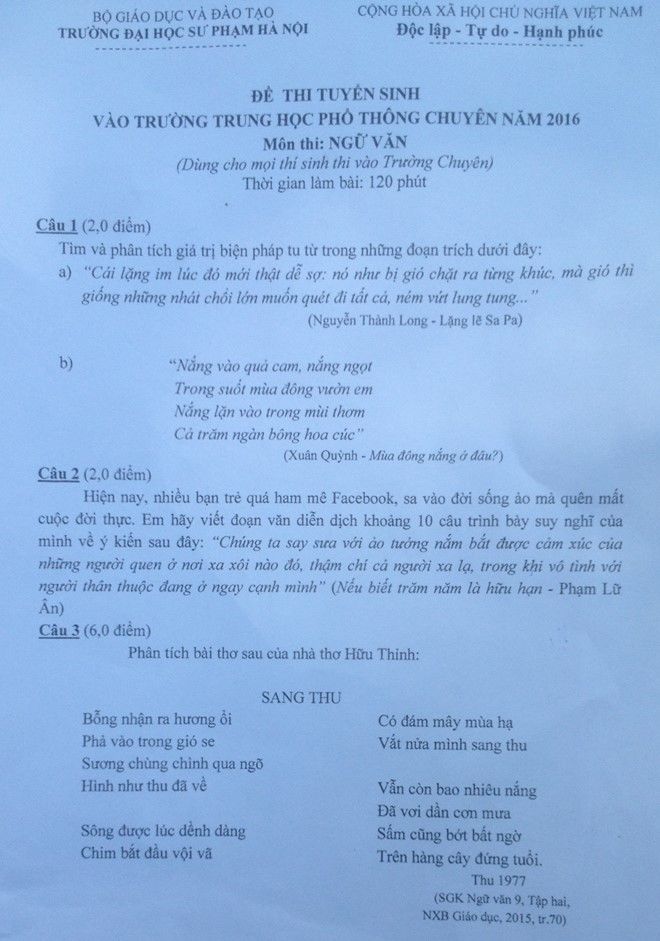 Giới trẻ sống ảo trên Facebook vào đề thi trường chuyên