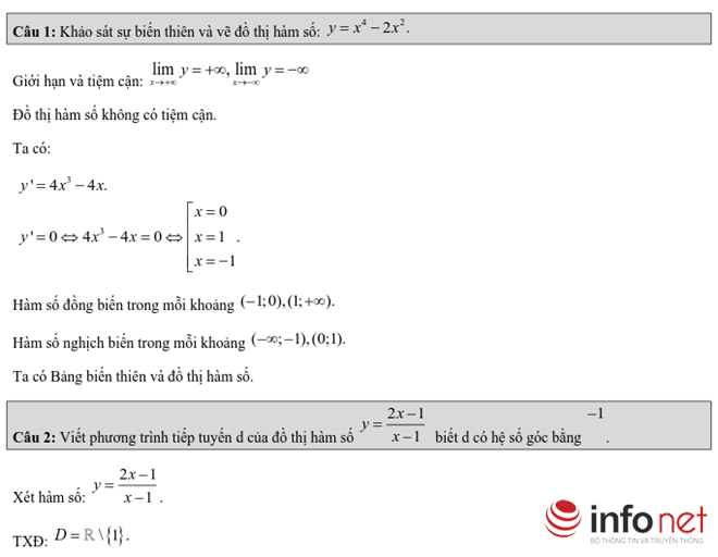 Hà Nội: Đáp án đề thi thử môn Toán THPT quốc gia 2016 Hà Nội: Đáp án đề thi thử môn Toán THPT quốc gia 2016