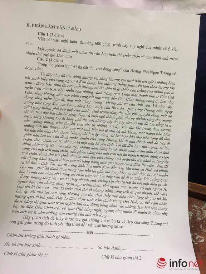 Đề thi thử môn Văn THPT quốc gia 2016 