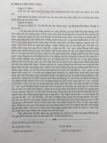 Khảo sát chất lượng THPT Hà Nội: Đề Văn sai 5 lỗi chính tả