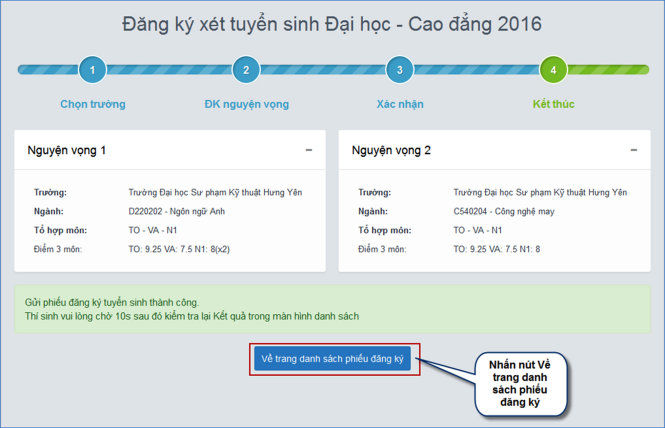 Quy trình nộp hồ sơ đăng ký xét tuyển trực tuyến Quy trình nộp hồ sơ đăng ký xét tuyển trực tuyến